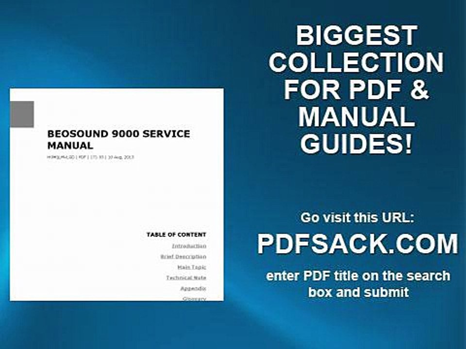 Beosound 9000 Service Manual