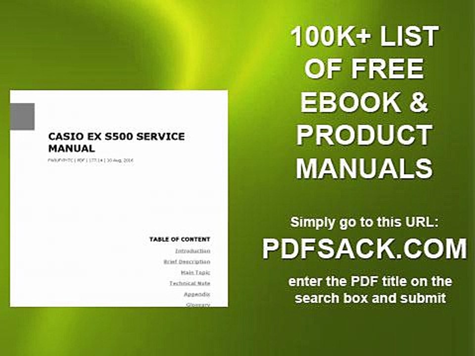 Casio Ex S500 Service Manual