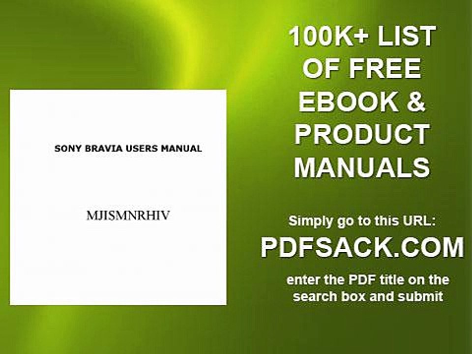 Sony Bravia Users Manual