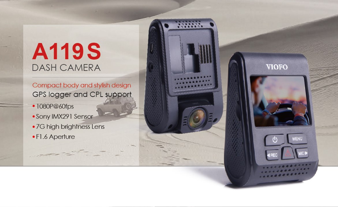 VIOFO A119S 2 Inch Car Dashcam 6G F1.8 Lens Video 135 Degree Camera DVR
