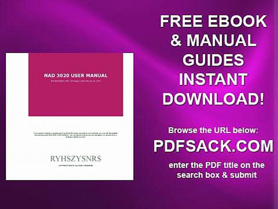 Nad 3020 User Manual