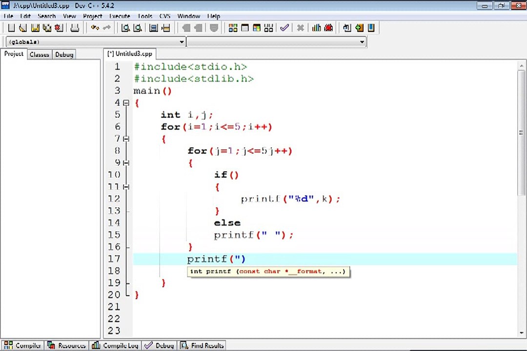 program of star pattern in c language