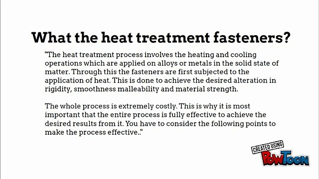 Tips on heat treating fasteners