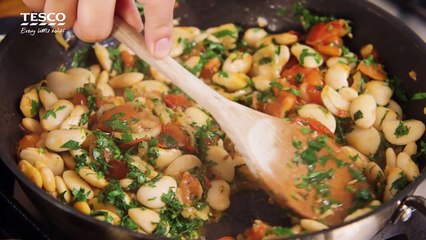 Maria Elias Pork Souvlaki with Greek style Butter Beans | Tesco Food