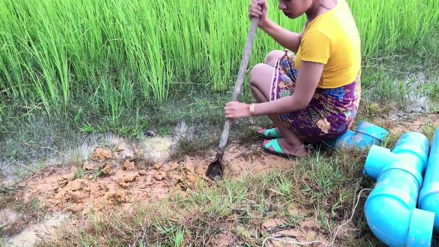 Wow! Creative Girl Using 3 Deep Holes Fishing Trap with PVC Plastic to Catch A lot of Fishes