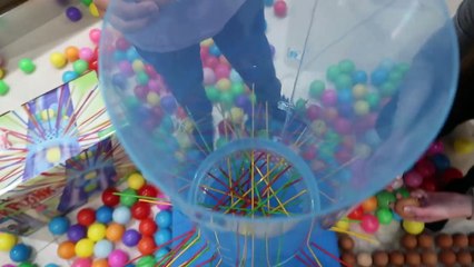 Giant Kerplunk Challenge VS Pit Balls VS Gross Real Food Eggs! Family Fun Game