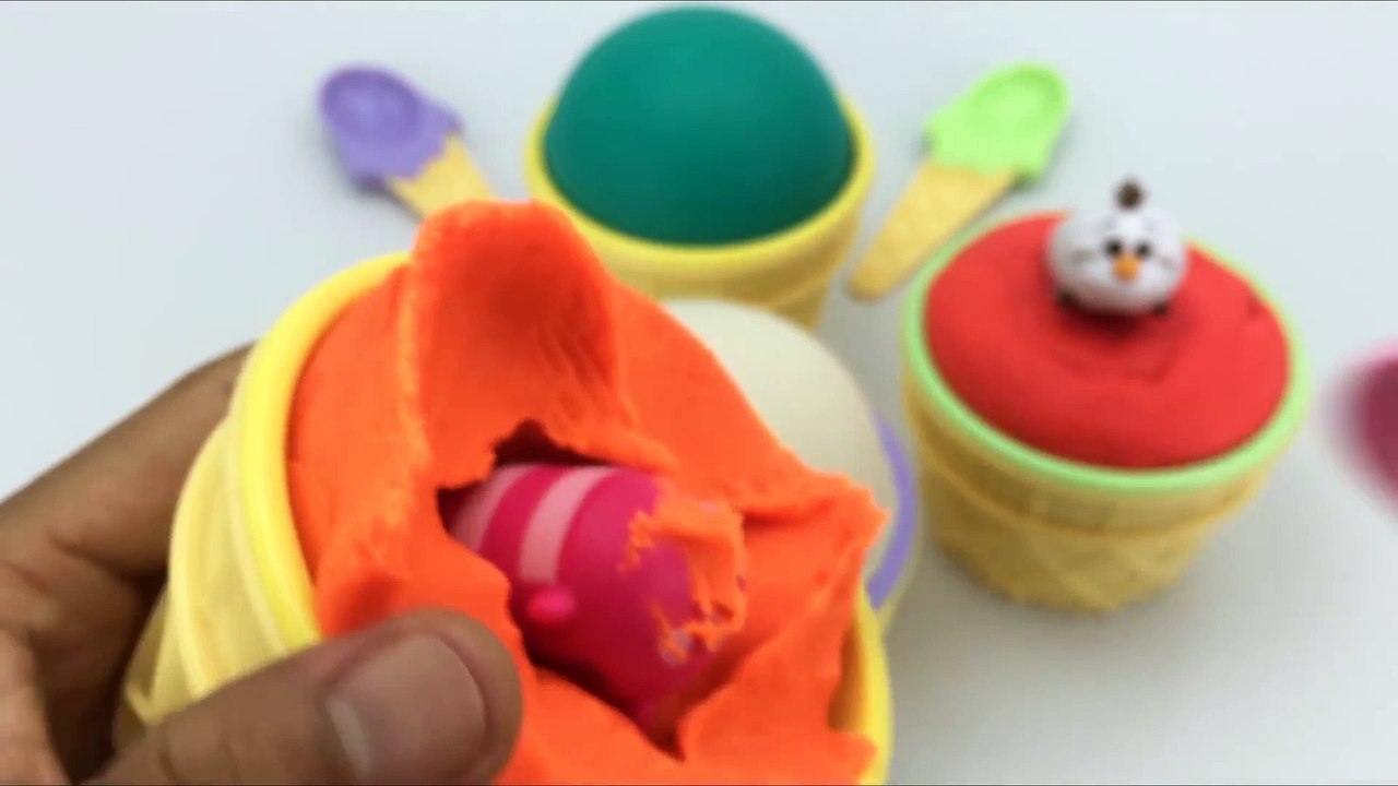 Disney Collector Stacking Cups Play Doh Ice Cream Olaf Frozen Winne the Pooh Learn Colors for Kids