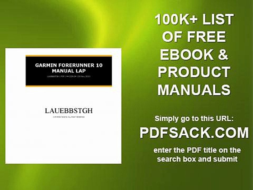 Garmin Forerunner 10 Manual Lap