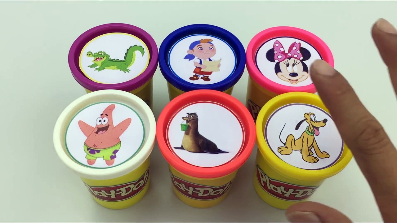 Cups stacking Toys  Play Doh Clay Minnie Mouse Pluto Patrick Star Spongebob Learn Colors for Kids