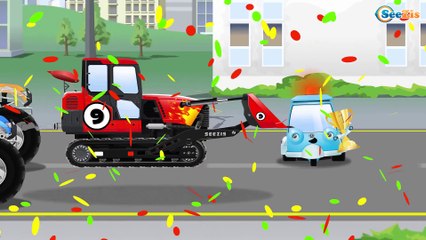 Bulldozer digging with Excavator | Construction Vehicles New Kids Cartoon