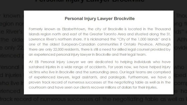 Personal Injury Lawyer Brockville - EB Personal Injury Lawyer (800) 314-8169