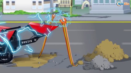 Cement Mixer Truck And JCB Truck Fixing The Road - Video For Kids