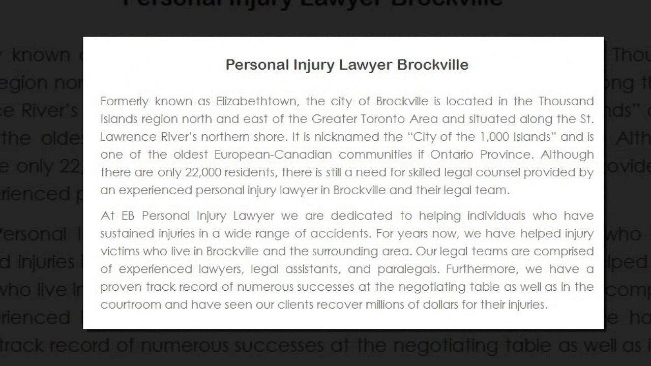 Personal Injury Lawyer Brockville ON - EB Personal Injury Lawyer (800) 314-8169