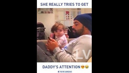 Funny Baby Tries to get Daddy's attention..