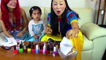Ariel Little Mermaid & Snow White Makeup Challenge w/ Rapunzel Baby, Princess Jasmine, Don