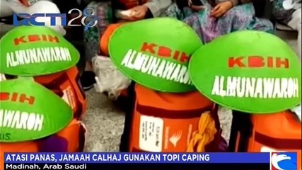 Atasi Panas, Jamaah Calhaj Gunakan Topi Caping
