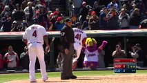2016 Indians: Marlon Byrd lifts a sacrifice fly, knocks in Carlos Santana vs Red Sox (4.05