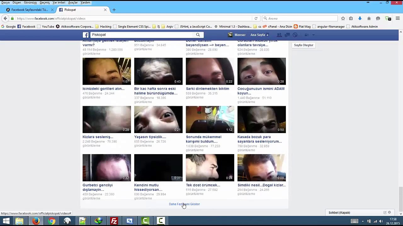 Facebook Kanalındaki Tüm Videoların Linklerini Listeleme