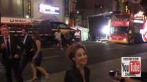 Annie Potts greets fans while leaving the Ghostbusters Premiere