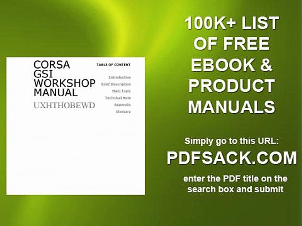 Corsa Gsi Workshop Manual
