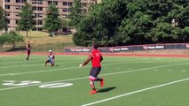 Syracuse football recruit Tommy DeVito throws passes to NY Giants WR Victor Cruz
