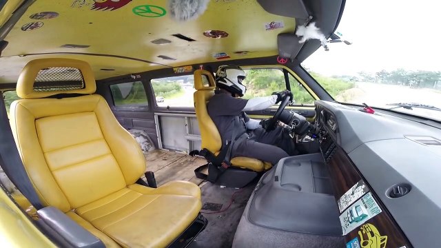 Japanese Dodge vans at a DAJIBAN meeting at Ebisu Circuit