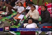 Marcha de maestros causa congestionamiento vehicular en el Centro de Lima