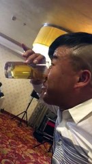 Drinking beer- not from mouth