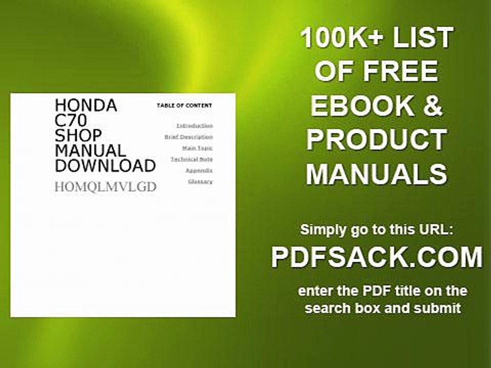 Honda C70 Shop Manual Download