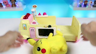 Pokemon PIKACHU Gets Sick and Visits Disney Jr Doc McStuffins Pet Vet Toy Hospital Ambulance!-c259ocHr3bo