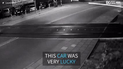 Car miraculously escapes from being hit by a train in Poland
