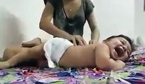 One Baby very happy at massage funny boy - very nice video