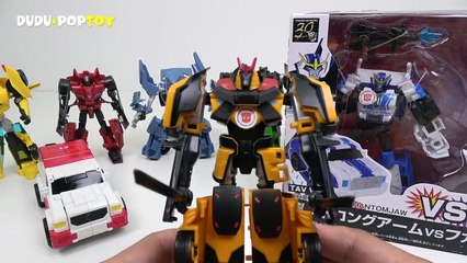 Transfomers RID Bumblebee! Defeat the dinosaurs with Strongarm, Drift, Ratchet! - DuDuPopTOY