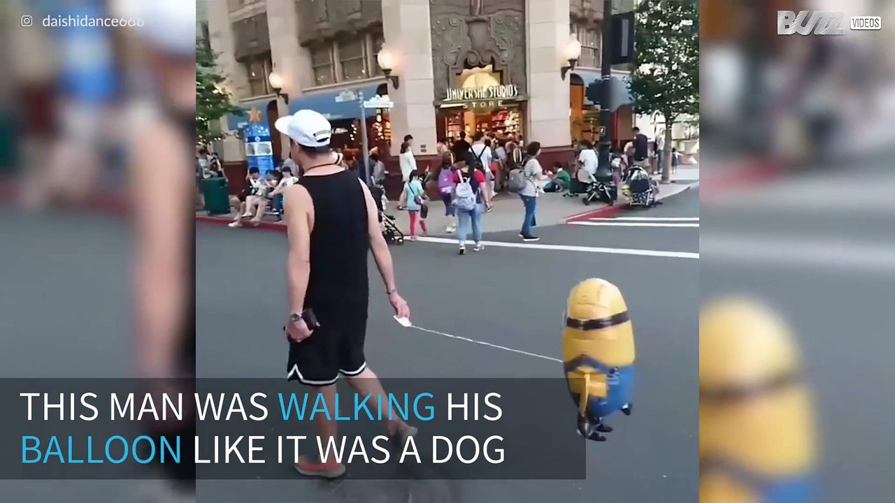 If you don't have a dog, just walk a Minion!