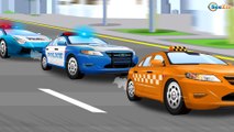 Police car w Ambulance Tow Truck in the City - Emergency Cars Kids Animation - Cars & Trucks Cartoon