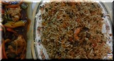 سمك فيليه بالخضار-Fish fillet with vegetables with chinese rice with vegetables  and shrimp