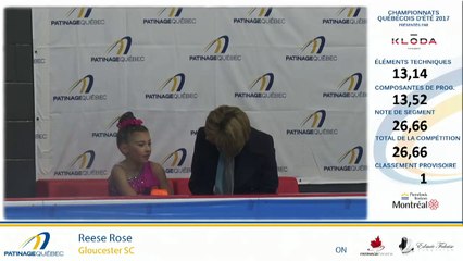 Championnats québécois d'été 2017 / Juvénile Dames - 14 ans Gr. 2