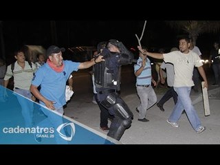 Policía es arrollado por camión de la CETEG tras desalojo