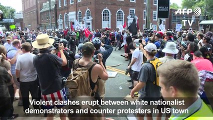 Violent clashes break out at far-right rally in Virginia