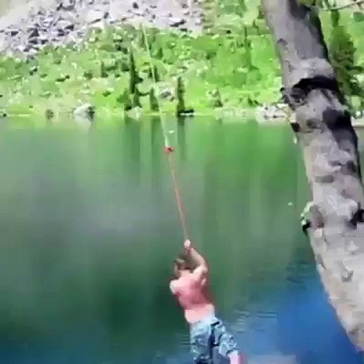 OMG a Crocodile catch the man in the air