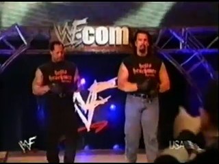 The APA is born Some pay, Dudleys write a check; Hardy Boyz thru 3+ tables WWF 1/31/00