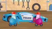 Carros infantiles - Coche de Policía, Camión de Bomberos - Caricatura de carros. Coches para niños
