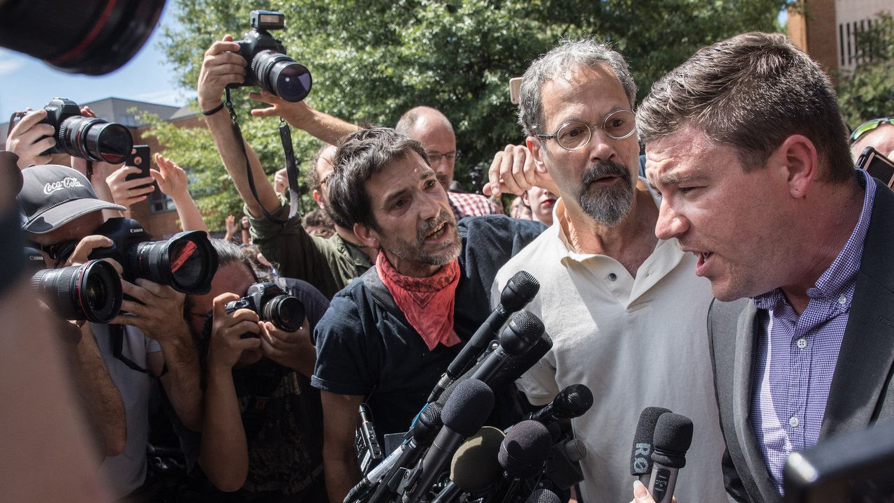 Counterprotesters shut down a white nationalist's news conference