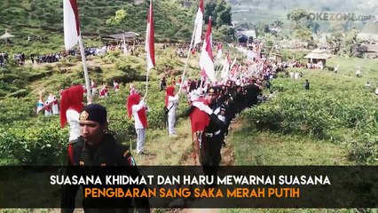 Pengibaran Bendera Raksasa di Lereng Gunung Lawu