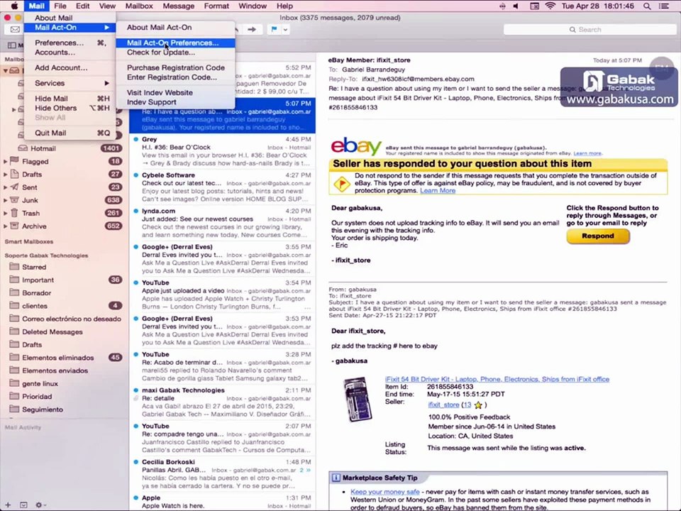 how to setup act on mail mark as read email for apple mail