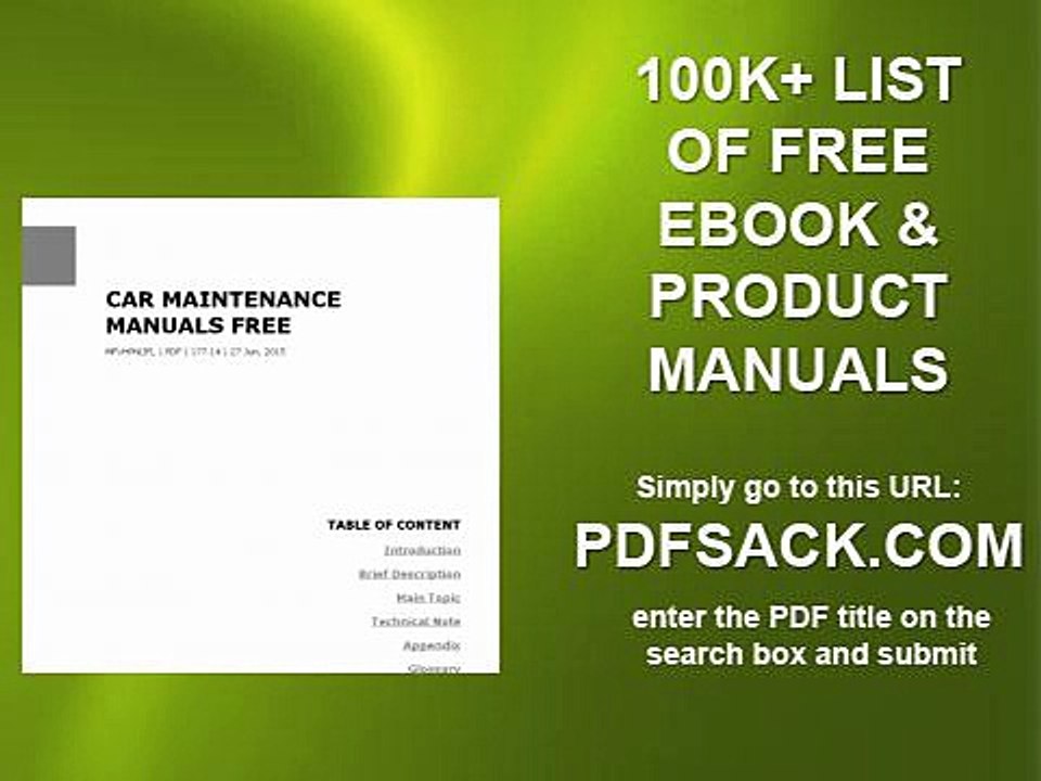 Car Maintenance Manuals Free