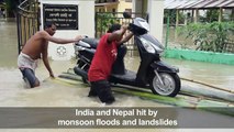 Scores dead in flooding and landslides in India and Nepal