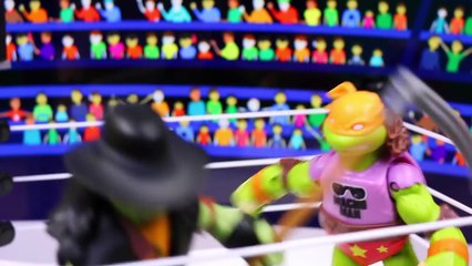 Ninja Turtles WWE Wrestling Ring Randy Savage Mikey John Cena Leo vs Undertaker Donnie Sti