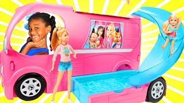 Barbie - Chelsea Pop Out Camper 2017! Baby doli and Camping bus baby doll car toys playtoys