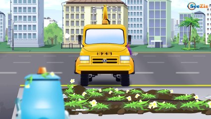 Blue Monster Truck VS Police Car - Real Race Cartoon Animation For Kids